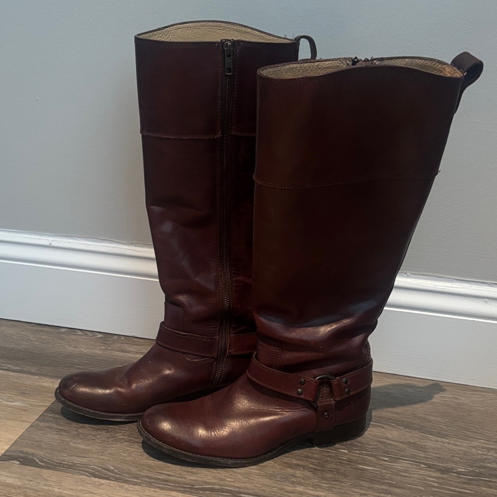 Brown Leather Knee-High Boots